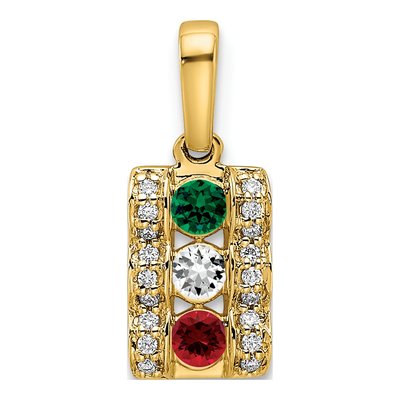 14K Yellow Gold 1/20 ct tw Diamond Family Birthstone Pendant – view 2