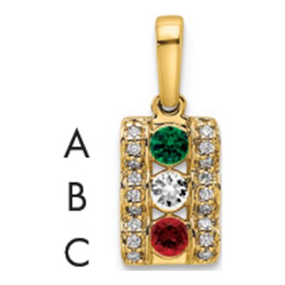 14K Yellow Gold 1/20 ct tw Diamond Family Birthstone Pendant