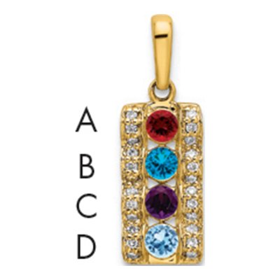 14K Yellow Gold Diamond Family Pendant