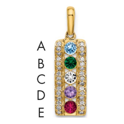 14K Yellow Gold 1/8 ct tw Diamond Family Pendant