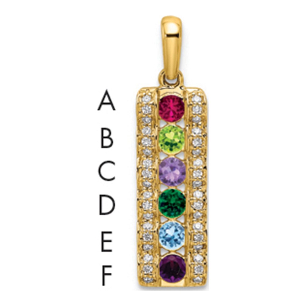 14K Yellow Gold Family Jewelry Synthetic Stone & Diamond Set Pendant