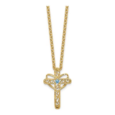 14K Yellow Gold Cross Mother's Pendant Mounting – view 6