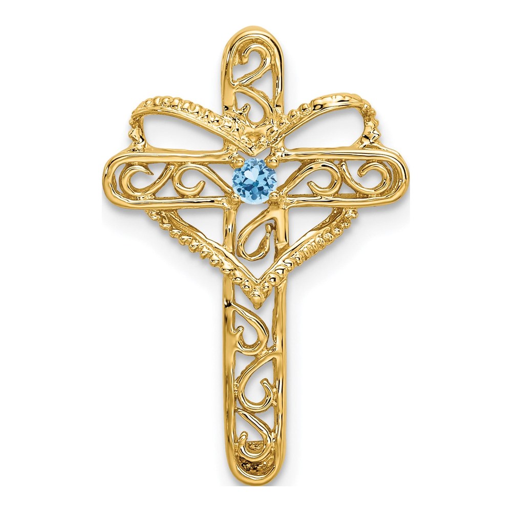14K Yellow Gold Mother's Cross Pendant