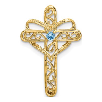 14K Yellow Gold Mother's Cross Pendant