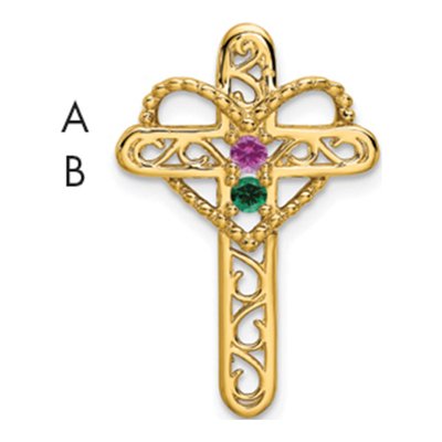 14K Yellow Gold Cross Mother's Pendant Mounting – view 5