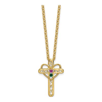 14K Yellow Gold Cross Mother's Pendant Mounting – view 7