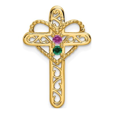 14K Yellow Gold Cross Mother's Pendant Mounting