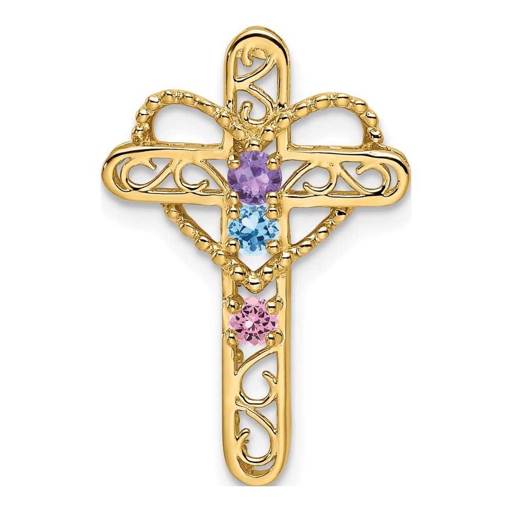 14K Synthetic Diamond Family Jewelry Pendant