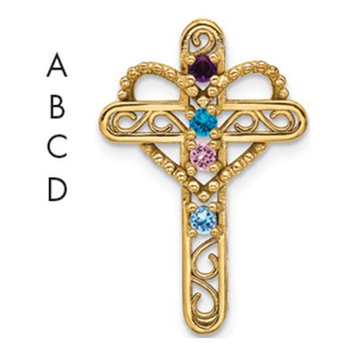 14K Yellow Gold Cross Mother's Pendant Mounting – view 5