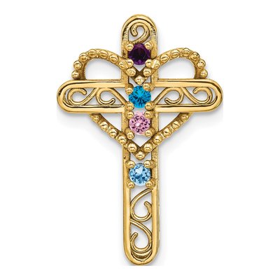 14K Yellow Gold Cross Mother's Pendant Mounting