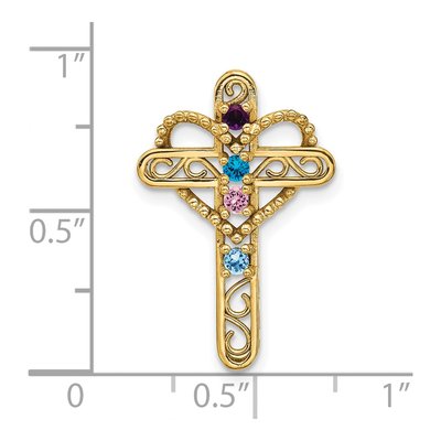 14K Yellow Gold 4-Stone Mother's Cross Pendant – view 4