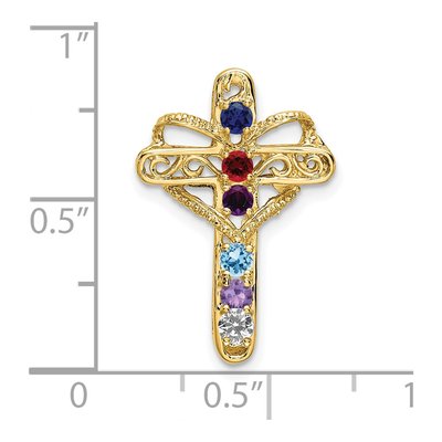 14K Yellow Gold 6-Stone Cross Mother's Pendant Mounting – view 2