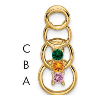 14K Yellow Gold Personalized 3-Stone Family Pendant Mounting