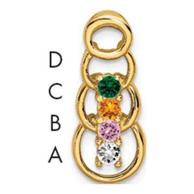14K Yellow Gold Personalized 4-Stone Family Pendant Mounting