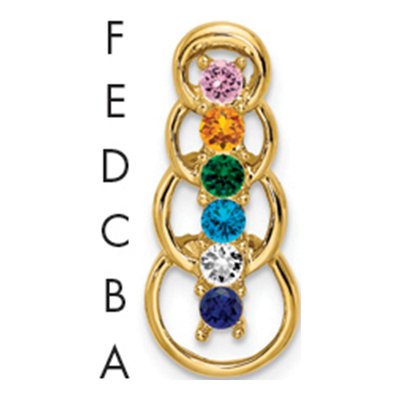 14K Yellow Gold Personalized 6-Stone Family Pendant