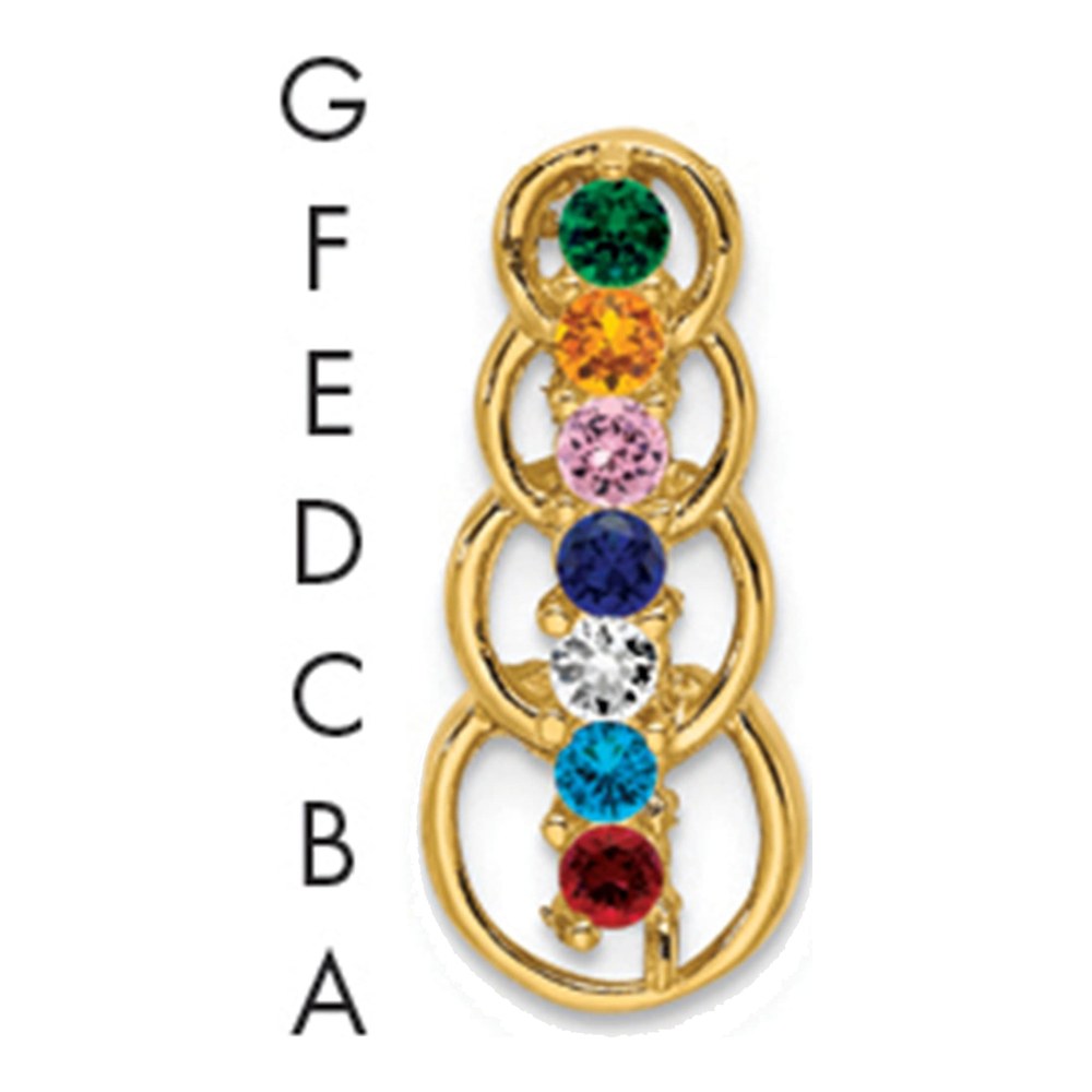 14K Yellow Gold 7 Synthetic Stone Family Pendant