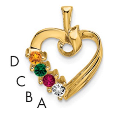 14K Yellow Gold 4-Stone Family Pendant