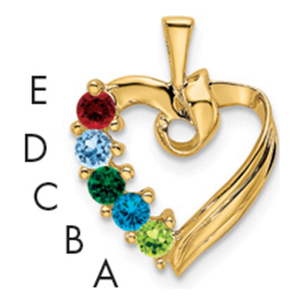 14K 5 Genuine Stone Family Pendant