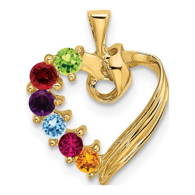 14K Yellow Gold Personalized 6-Stone Family Pendant Mounting – view 2
