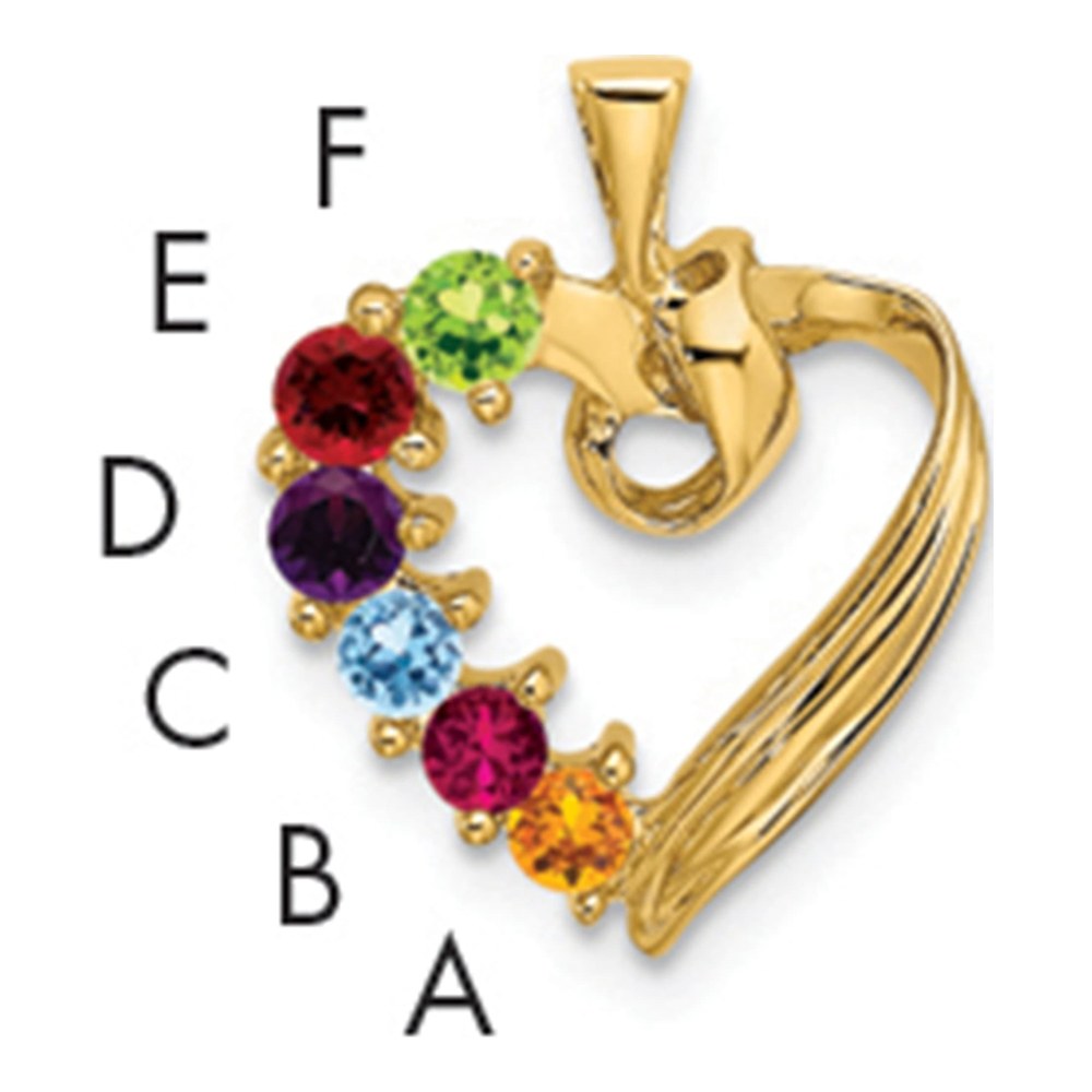 14K Yellow Gold Personalized 6-Stone Family Pendant Mounting