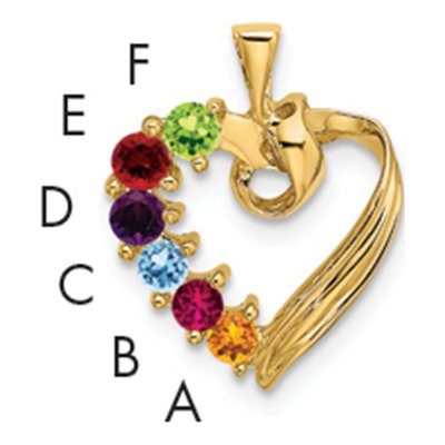 14K Yellow Gold Personalized 6-Stone Family Pendant Mounting