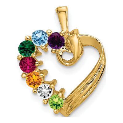 14K Yellow Gold Personalized 7 Stone Family Pendant – view 2