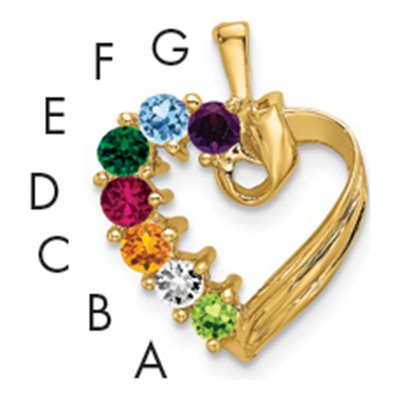 14K Yellow Gold Personalized 7-Stone Family Pendant Mounting