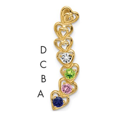 14K Yellow Gold Personalized 4-Stone Family Pendant Mounting
