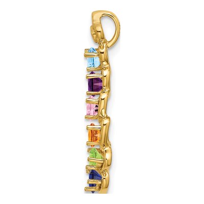 14K Yellow Gold Personalized 6-Stone Family Pendant Mounting – view 3
