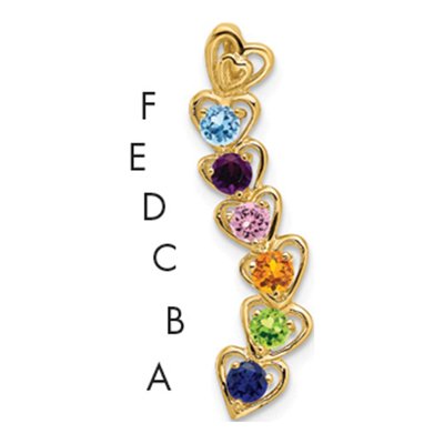 14K Yellow Gold Personalized 6-Stone Family Pendant Mounting