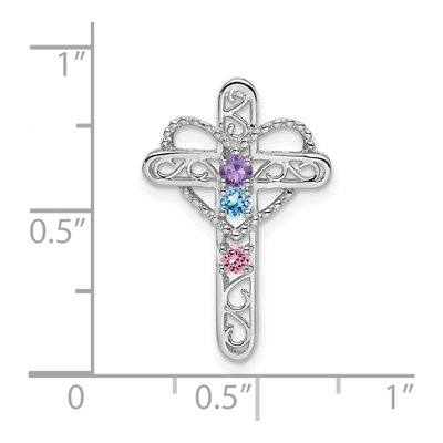 14K White Gold Personalized Cross Mother's Pendant Mounting – view 3