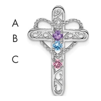 14K White Gold Personalized Cross Mother's Pendant Mounting – view 4