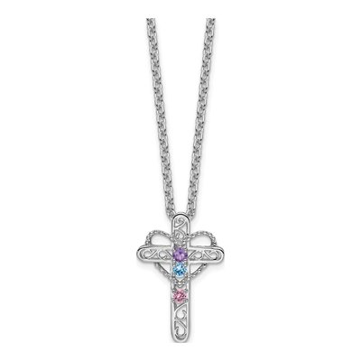 14K White Gold Personalized Mother's Cross Pendant – view 6