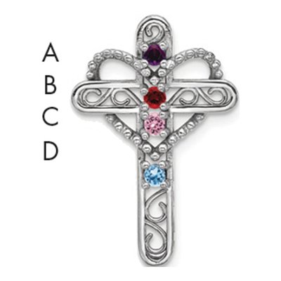 14K White Gold Cross Mother's Pendant Mounting – view 4