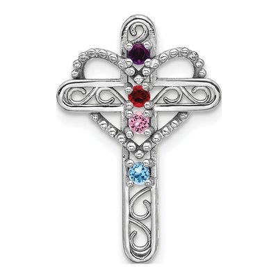14K White Gold Cross Mother's Pendant Mounting