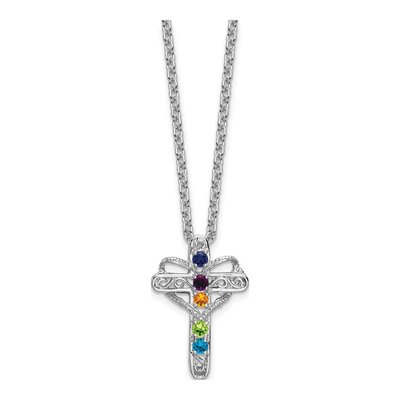 14K White Gold Cross Mother's Pendant Mounting – view 7