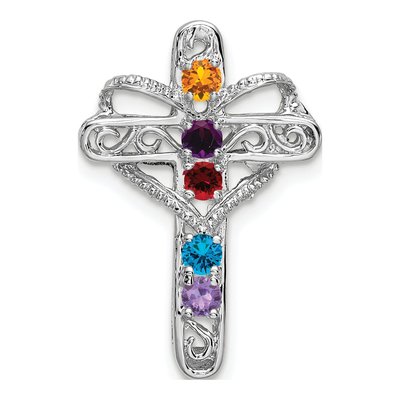 14K White Gold Cross Mother's Pendant Mounting
