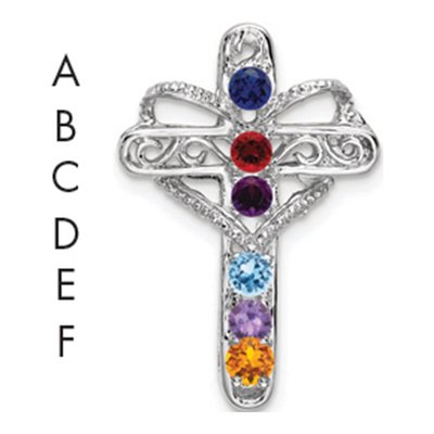 14K White Gold Personalized Cross Mother's Pendant Mounting – view 3