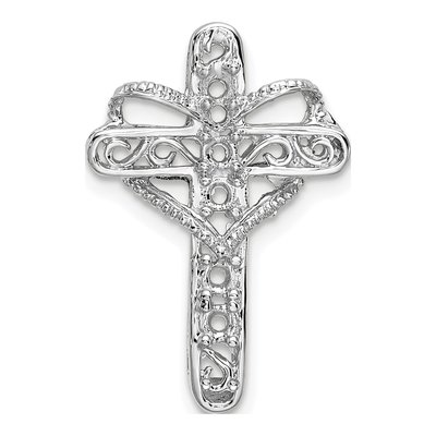 14K White Gold Personalized Cross Mother's Pendant Mounting – view 4