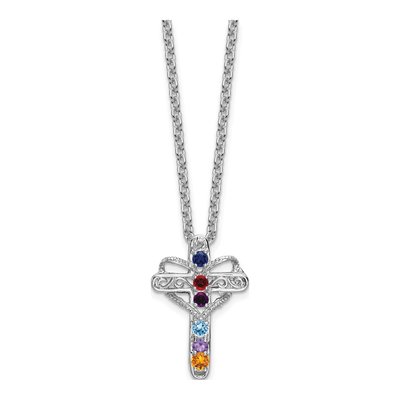 14K White Gold Personalized Cross Mother's Pendant Mounting – view 5