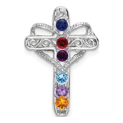 14K White Gold Personalized Cross Mother's Pendant Mounting