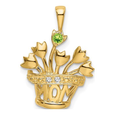 14K Yellow Gold Flowerpot Mother's Pendant Mounting – view 2