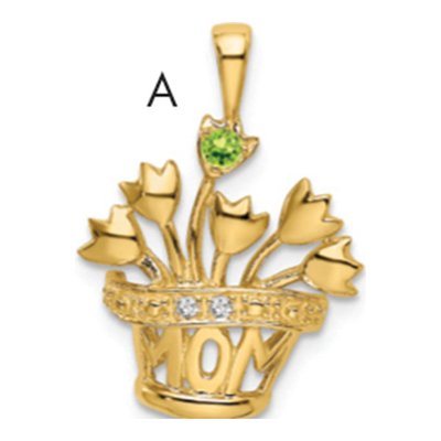14K Yellow Gold Diamond Mother's Pendant