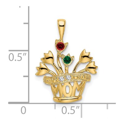 14K Yellow Gold Flowerpot Mount Mother's Pendant Mounting – view 6