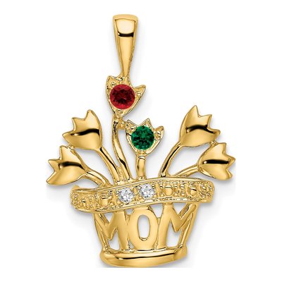 14K Yellow Gold Diamond Mother's Pendant – view 2