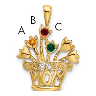 14K Yellow Gold Diamond Family Pendant