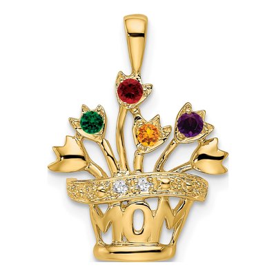 14K Yellow Gold Diamond Mother's Pendant – view 2