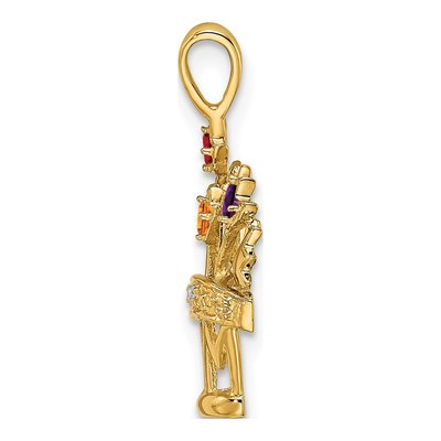 14K Yellow Gold 5-Stone Flowerpot Mother's Pendant Mounting – view 3