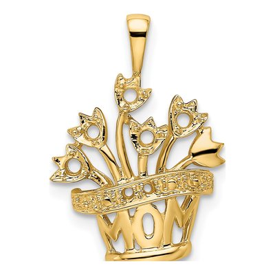 14K Yellow Gold 5-Stone Flowerpot Mother's Pendant Mounting – view 5