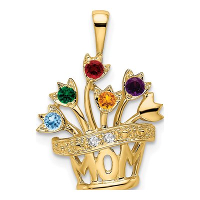 14K Yellow Gold Diamond Mother's Pendant – view 2